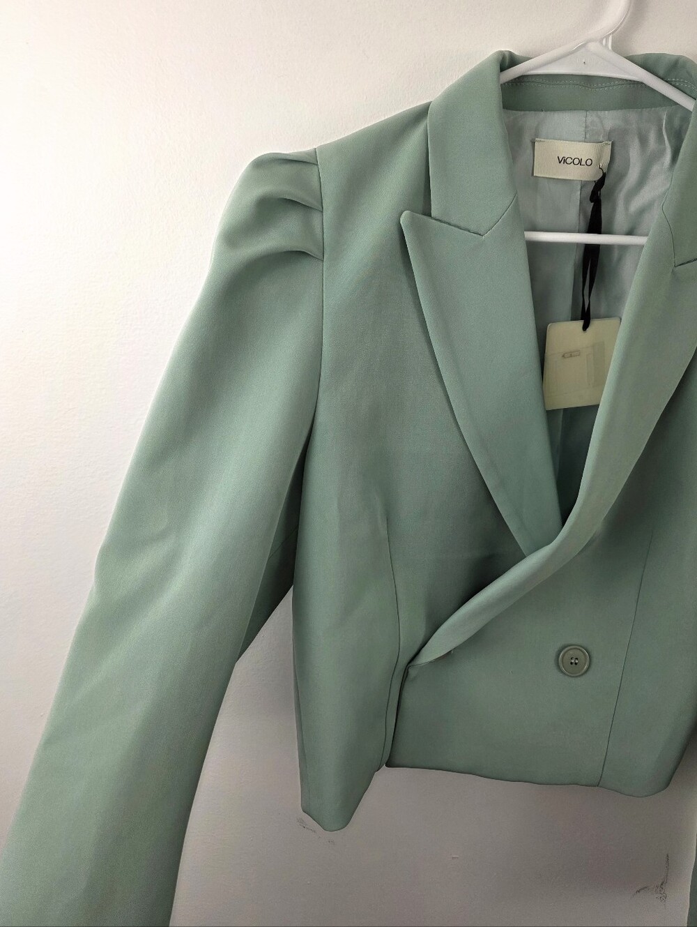 NWT Vicolo Crop Single Breasted Blazer Balloon Sleeve Professional Jacket Medium - Picture 5 of 8